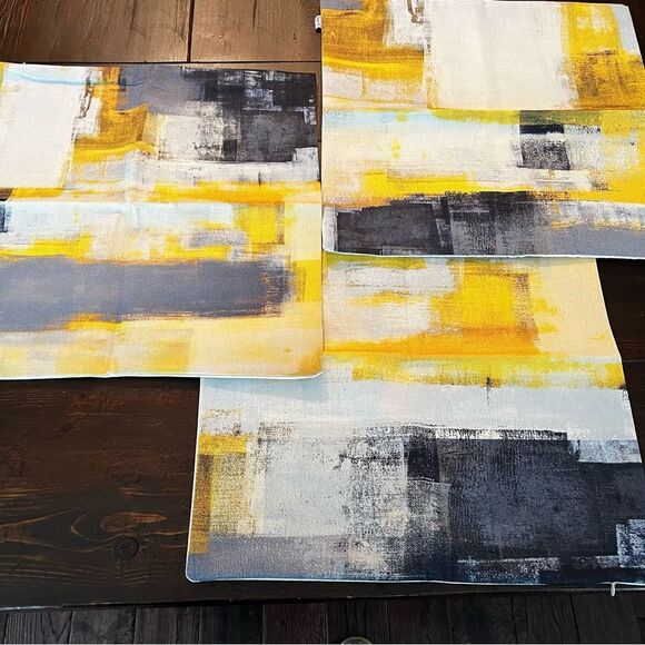 Abstract Yellow and Gray Decorative Pillowcases (Set of 3) - Picture 1 of 5